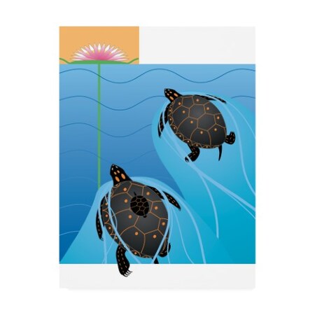Trademark Fine Art Marie Sansone 'Turtles And Flowers' Canvas Art, 14x19 ALI44593-C1419GG